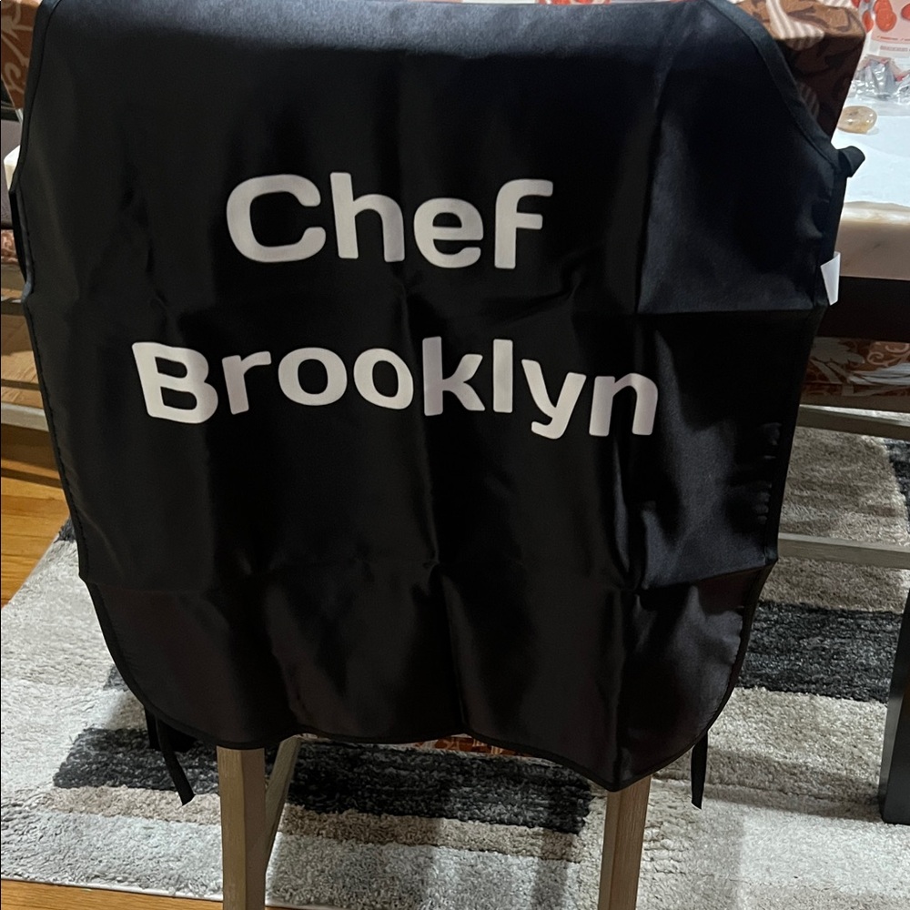 Black Chef Apron with White Text